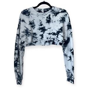 Alo Yoga Cropped Sweatshirt Blue White Tie Dye Size S